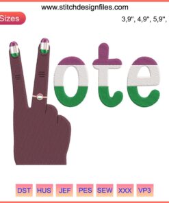 Victory Hand Vote Embroidery Design | Peace Hand Machine Embroidery File | Detailed Stitching for DIY Projects