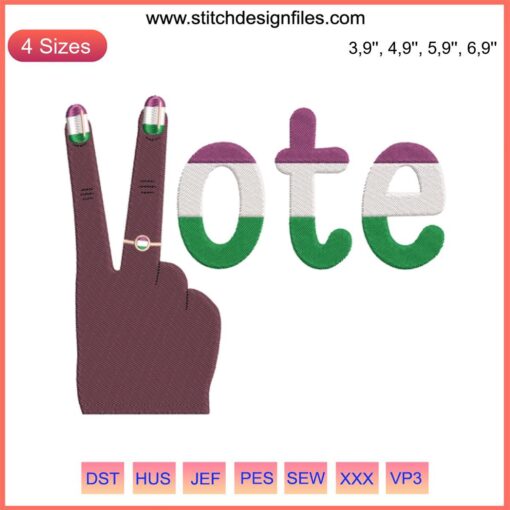 Victory Hand Vote Embroidery Design | Peace Hand Machine Embroidery File | Detailed Stitching for DIY Projects
