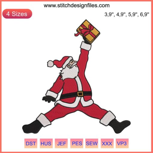 Michael Jordan Santa Claus Christmas Embroidery Design | Festive Santa Gift Machine Stitching for Holidays