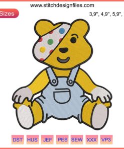 Pudsey Bear Baby Embroidery | BBC Children In Need 2022 Design | Cute Spotty Bear Pattern | Downloadable File