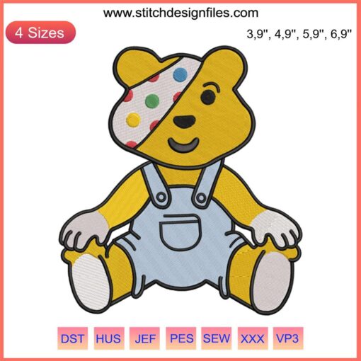 Pudsey Bear Baby Embroidery | BBC Children In Need 2022 Design | Cute Spotty Bear Pattern | Downloadable File