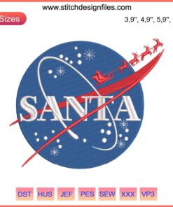 Santa Parody NASA Merry Christmas Embroidery Design | Space-Themed Holiday Gift File | Astronaut Santa Xmas Art