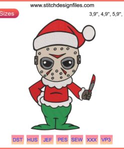 Grinch Santa Xmas Holiday Embroidery: Jason Voorhees Costume, Christmas Design, Machine Embroidery Patterns