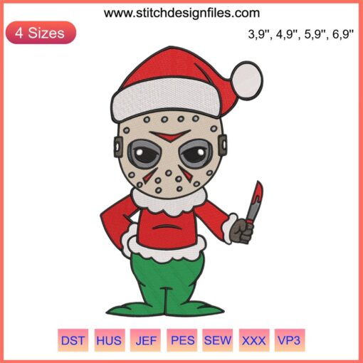 Grinch Santa Xmas Holiday Embroidery: Jason Voorhees Costume, Christmas Design, Machine Embroidery Patterns