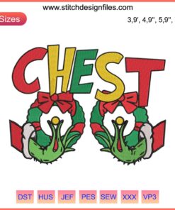 Grinch Hand On Breasts Embroidery Design | Funny Christmas Machine File | Witty Holiday Apparel Embroidery