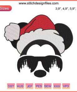 Santa Mickey Mouse Embroidery Design | Disney 2022 Xmas Machine Embroidery File | Festive Christmas Stitching Pattern