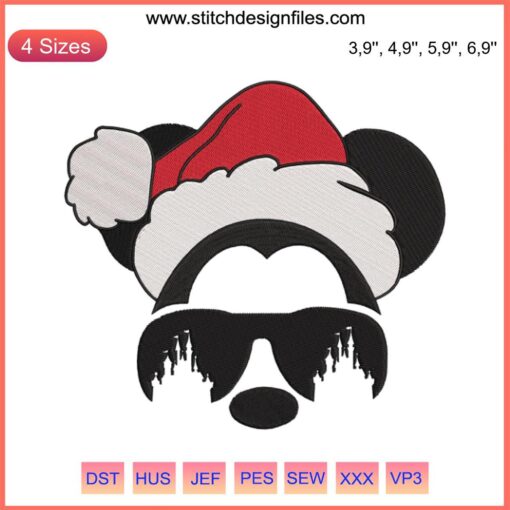 Santa Mickey Mouse Embroidery Design | Disney 2022 Xmas Machine Embroidery File | Festive Christmas Stitching Pattern