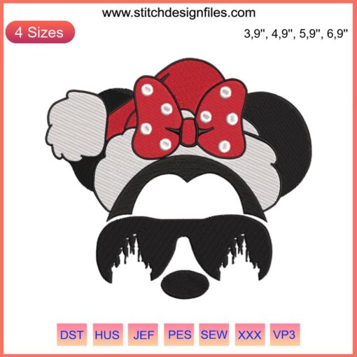 Santa Minnie Mouse Christmas Embroidery, Disney Xmas 2022 Machine Design File, festive Minnie in Santa outfit, digital download.