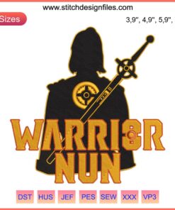 Warrior Nun Logo Embroidery Design | Netflix TV Series Machine File | Unique TV Logo Embroidery Pattern