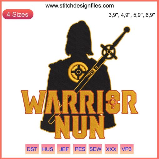 Warrior Nun Logo Embroidery Design | Netflix TV Series Machine File | Unique TV Logo Embroidery Pattern