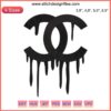Chanel Dripping Embroidery Design File: Iconic Chanel logo with stylish drip effect for machine embroidery projects.