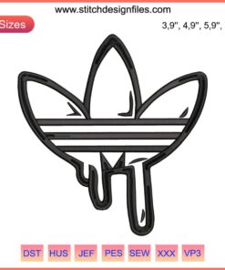 Adidas Drip Embroidery Design File: Stylish Adidas logo with trendy drip effect, perfect for fashion embroidery projects.