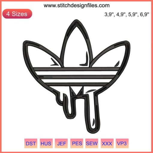 Adidas Drip Embroidery Design File: Stylish Adidas logo with trendy drip effect, perfect for fashion embroidery projects.