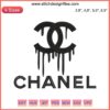Embroidery design featuring a dripping Chanel logo, high-quality machine embroidery file, perfect for fashion branding projects.