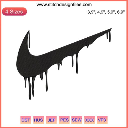 Nike Drip Embroidery Design File: Stylish Nike Logo for Machine Embroidery, High-Quality Digital Download.