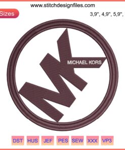 Michael Kors Logo Embroidery Design File: Elegant MK lettering, machine embroidery pattern, digital download.