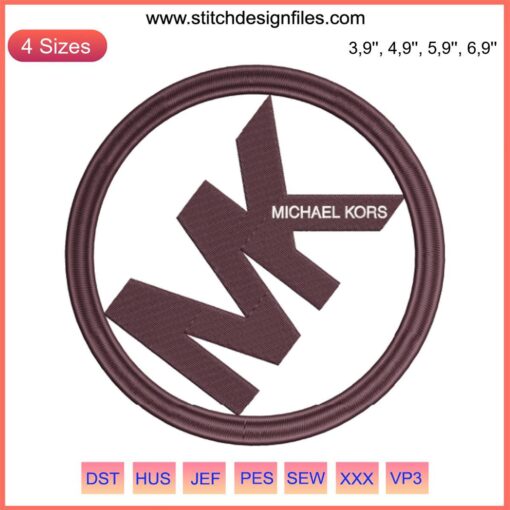 Michael Kors Logo Embroidery Design File: Elegant MK lettering, machine embroidery pattern, digital download.