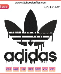 Adidas Drip Logo Embroidery Design File: Stylish Adidas logo with drip effect embroidery, perfect for brand-themed creatives.