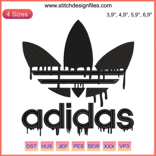 Adidas Drip Logo Embroidery Design File: Stylish Adidas logo with drip effect embroidery, perfect for brand-themed creatives.