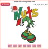 Grinch hand embroidery on breasts, funny Christmas design, chest nuts theme, humorous festive digital product.