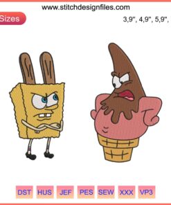 SpongeBob & Patrick Embroidery Design | Bob Esponja Y Patricio Humor | Iconic Cartoon Duo Stich Pattern