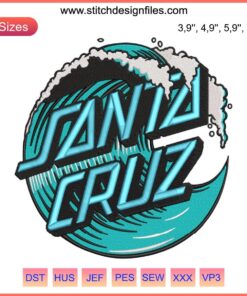 Santa Cruz Wave Dot Embroidery Design, Digital File: Surf Wave Pattern, Circular Dot Motif for Apparel DIY