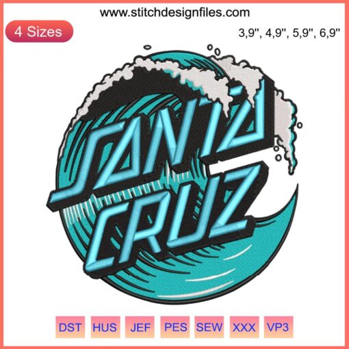 Santa Cruz Wave Dot Embroidery Design, Digital File: Surf Wave Pattern, Circular Dot Motif for Apparel DIY