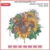 Sunflower Butterfly Embroidery Design Premium, 5 Sizes, Instant Download - Vibrant floral pattern with butterfly motif for stitches.